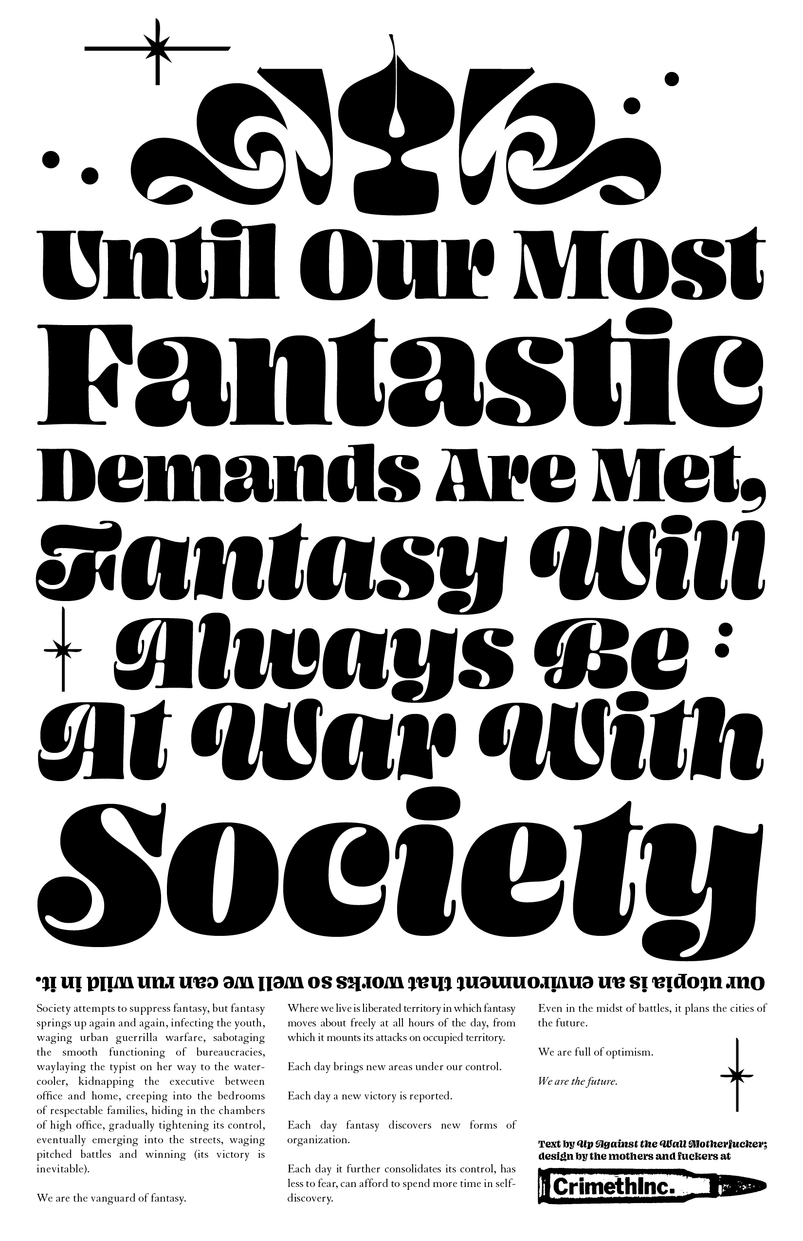 Photo of ‘Until Our Most Fantastic Demands Are Met, Fantasy Will Always Be At War With Society’ front side